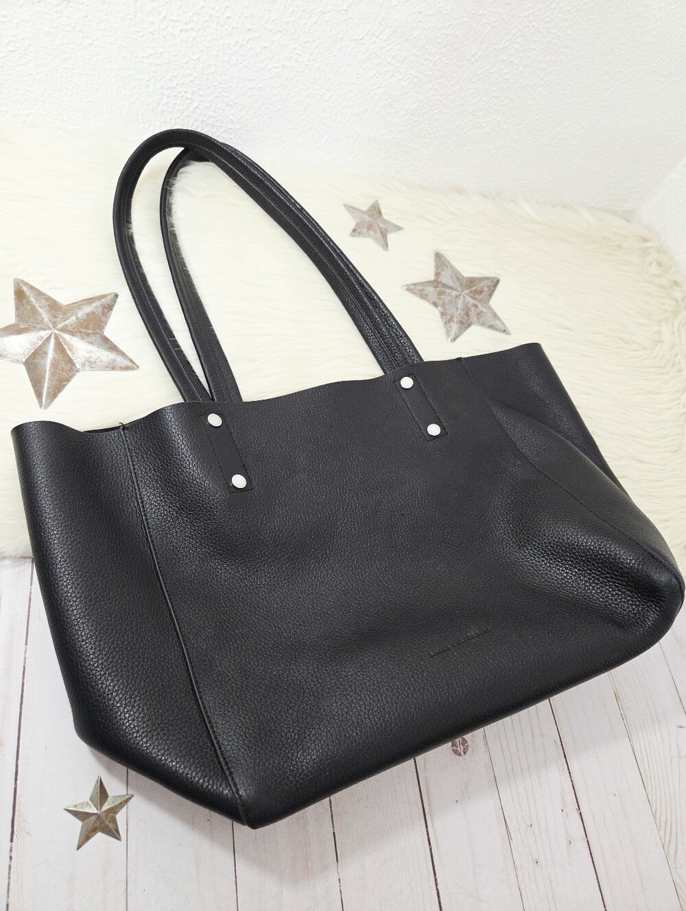 Aimee Kestenberg Manifest tote bag sift slouchy black leather large womens purse - Picture 3 of 11